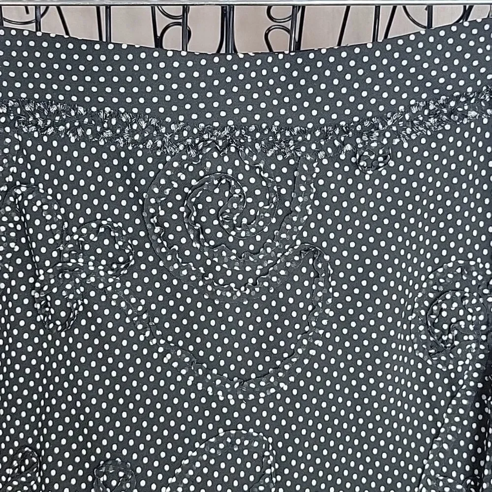 SOPHIE MAX Black and White‎ Polka Dotted Floral Circle Skirt Small
